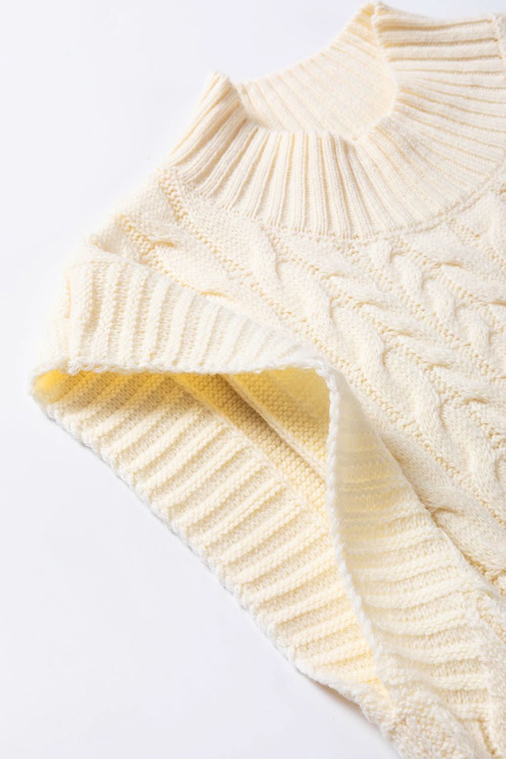 Oatmeal Cable Knit High Neck Sweater Vest - Wear and Wander