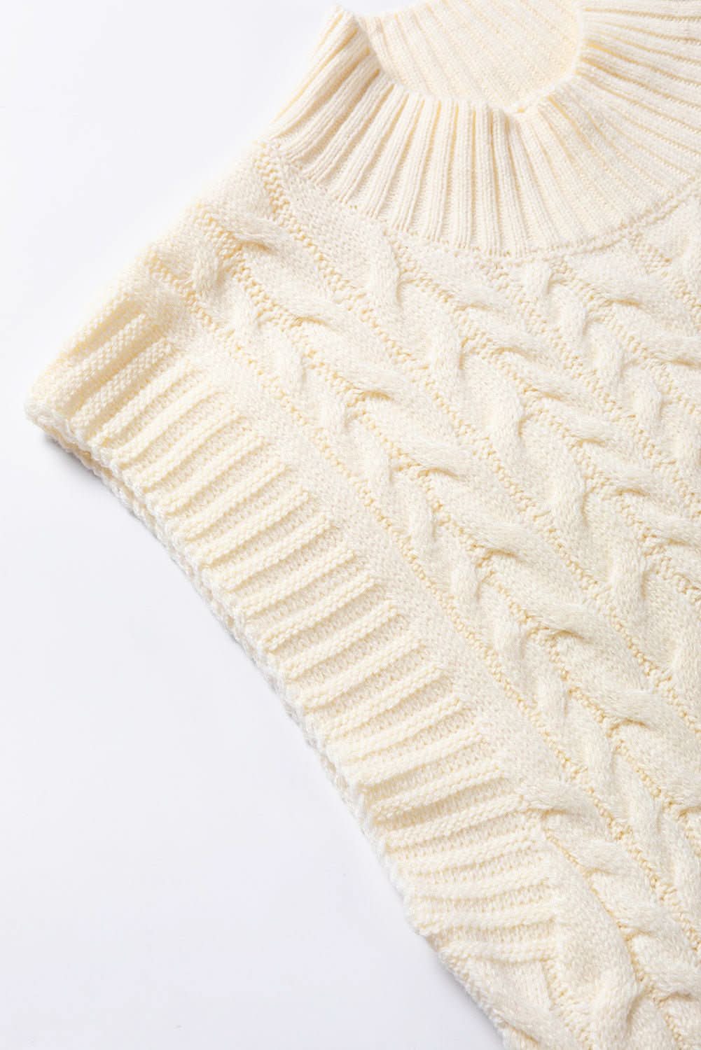 Oatmeal Cable Knit High Neck Sweater Vest - Wear and Wander