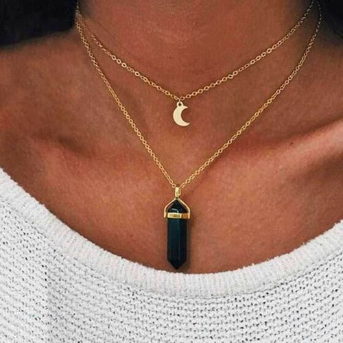 Obelisk Crescent Moon Necklace - Wear and Wander