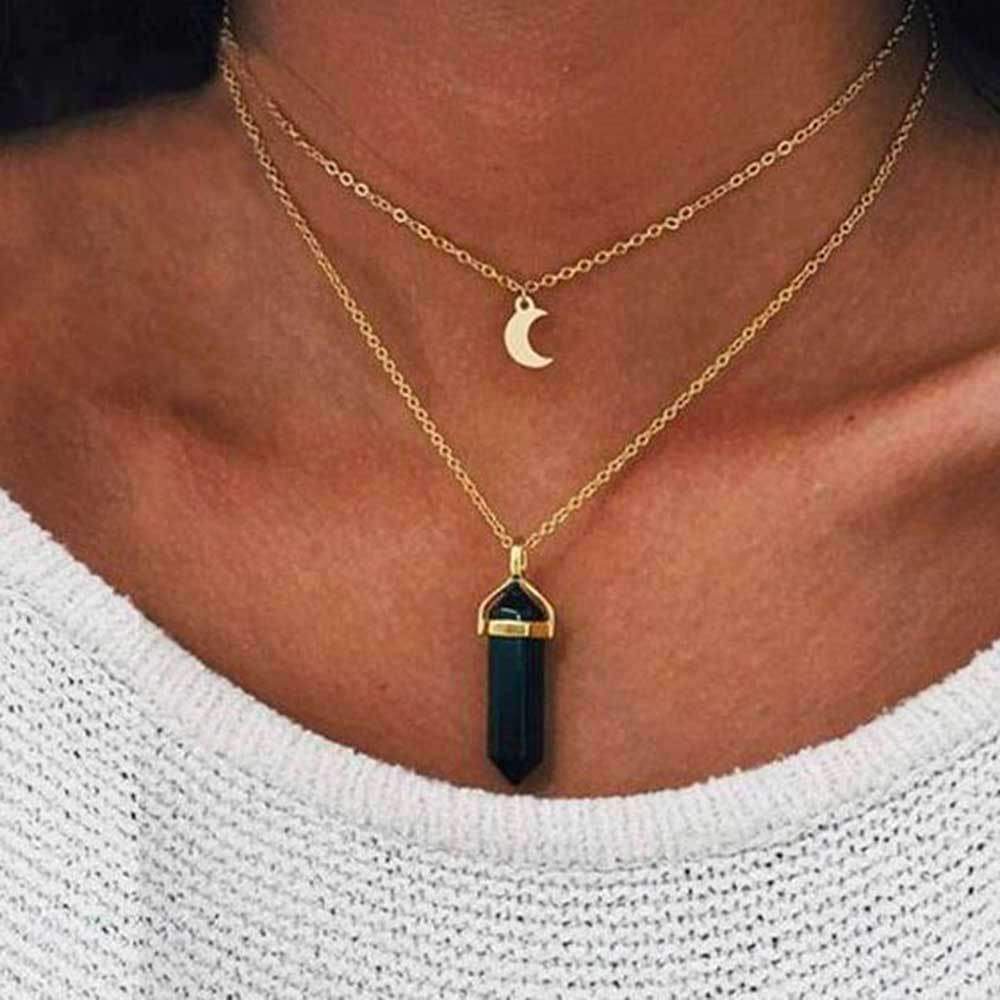 Obelisk Crescent Moon Necklace - Wear and Wander