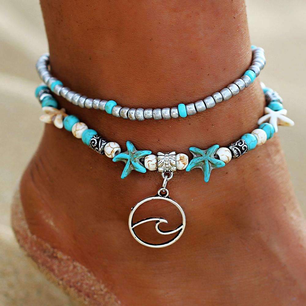 Ocean Theme Double Layer Anklet - Wear and Wander