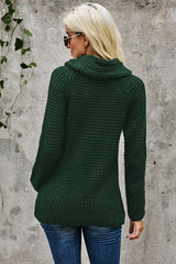 Olive Green Buttoned Wrap Turtleneck Sweater - Wear and Wander