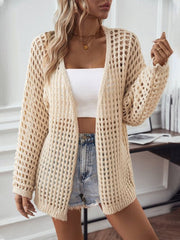 Openwork Open Front Long Sleeve Cardigan - Wear and Wander