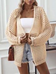 Openwork Open Front Long Sleeve Cardigan - Wear and Wander