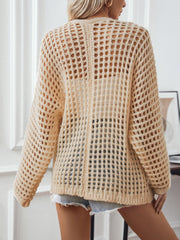 Openwork Open Front Long Sleeve Cardigan - Wear and Wander