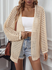 Openwork Open Front Long Sleeve Cardigan - Wear and Wander