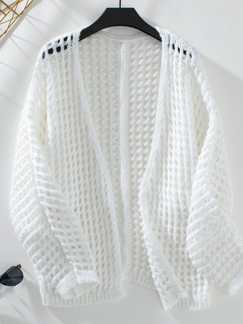 Openwork Open Front Long Sleeve Cardigan - Wear and Wander