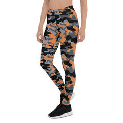 Orange and Gray Camo Leggings for Women - Wear and Wander