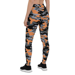 Orange and Gray Camo Leggings for Women - Wear and Wander