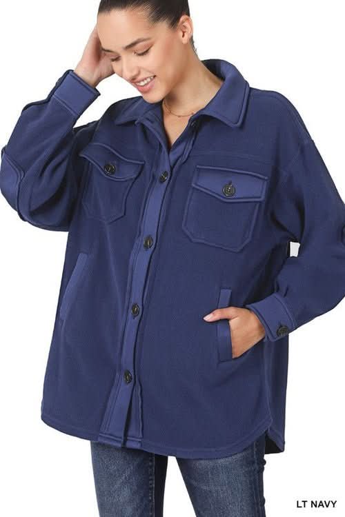 Oversized Basic Fleece Shacket - Wear and Wander