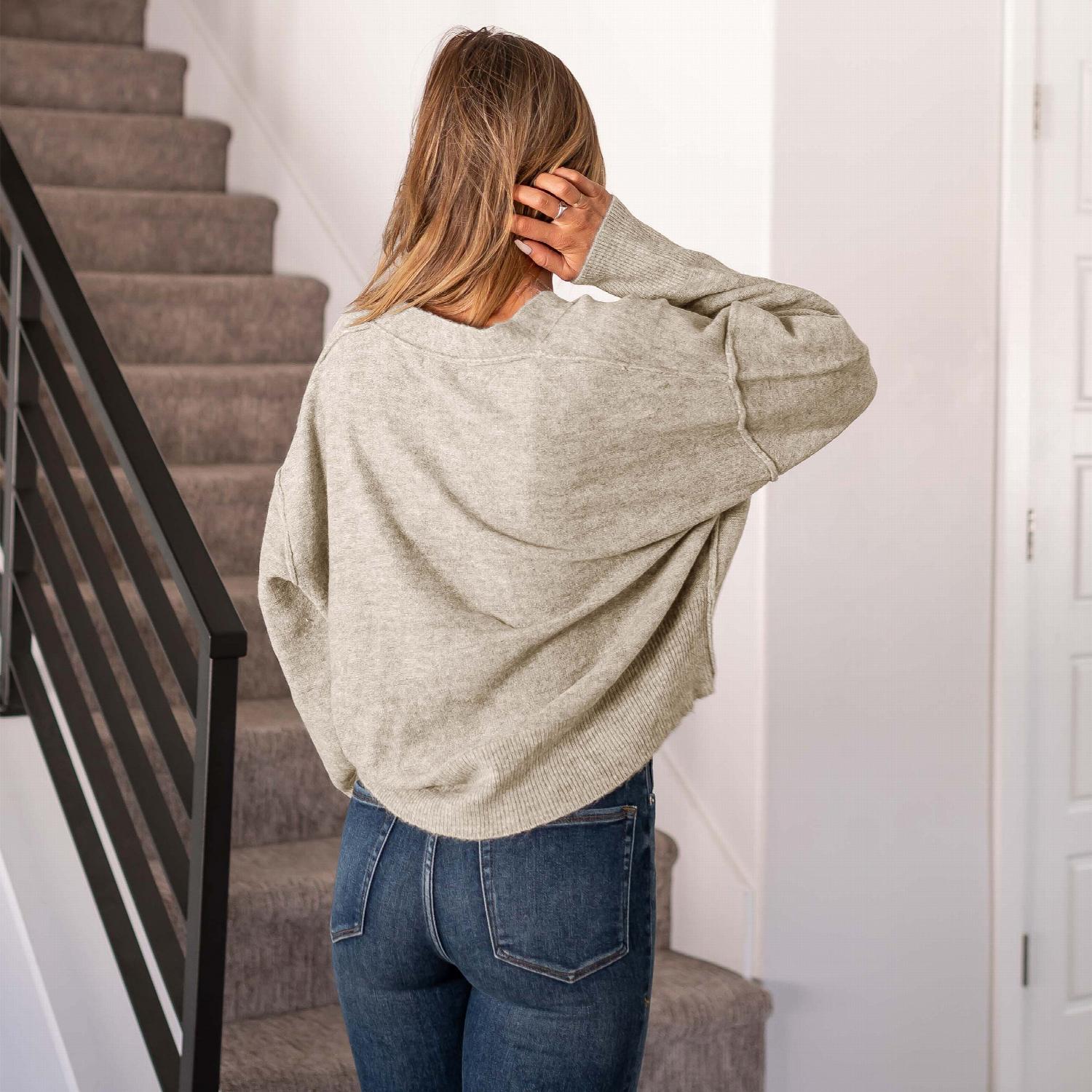 Oversized Hi - low Hem Melange Sweater Cardigan - Wear and Wander