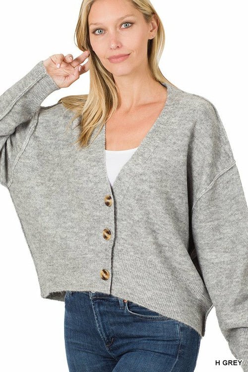 Oversized Hi - low Hem Melange Sweater Cardigan - Wear and Wander