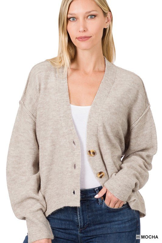 Oversized Hi - low Hem Melange Sweater Cardigan - Wear and Wander