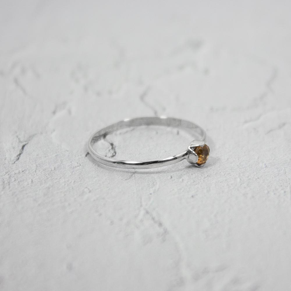 Petite Citrine Solitaire Sterling Silver Ring - Wear and Wander