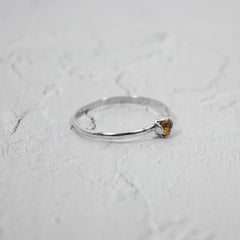 Petite Citrine Solitaire Sterling Silver Ring - Wear and Wander