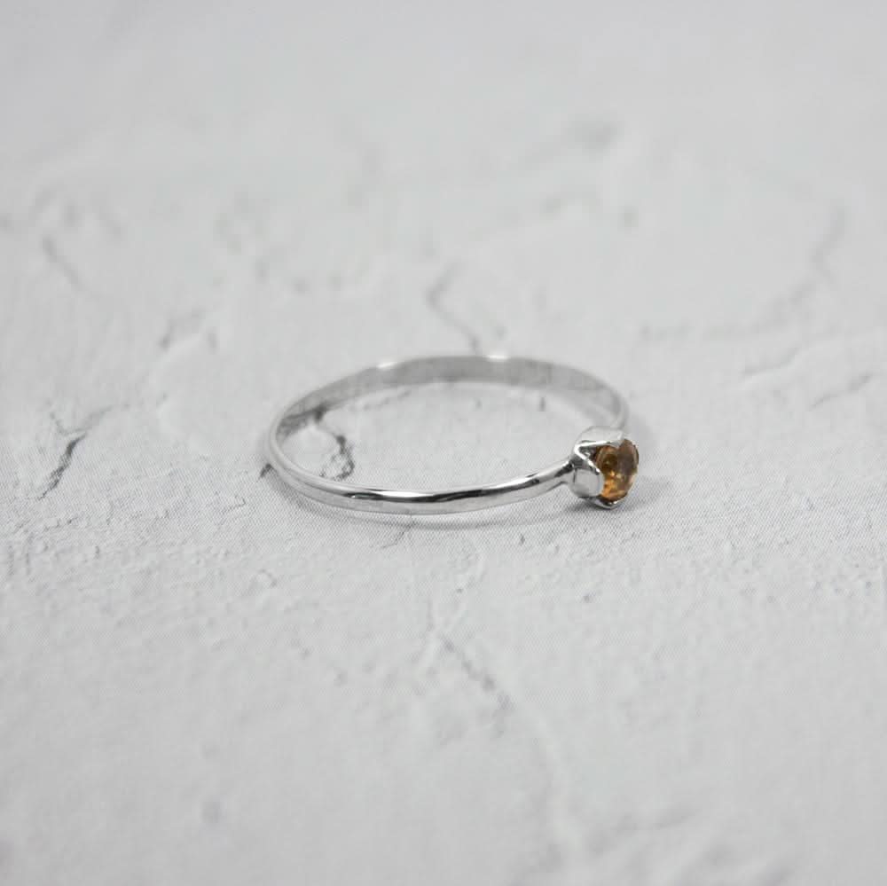 Petite Citrine Solitaire Sterling Silver Ring - Wear and Wander