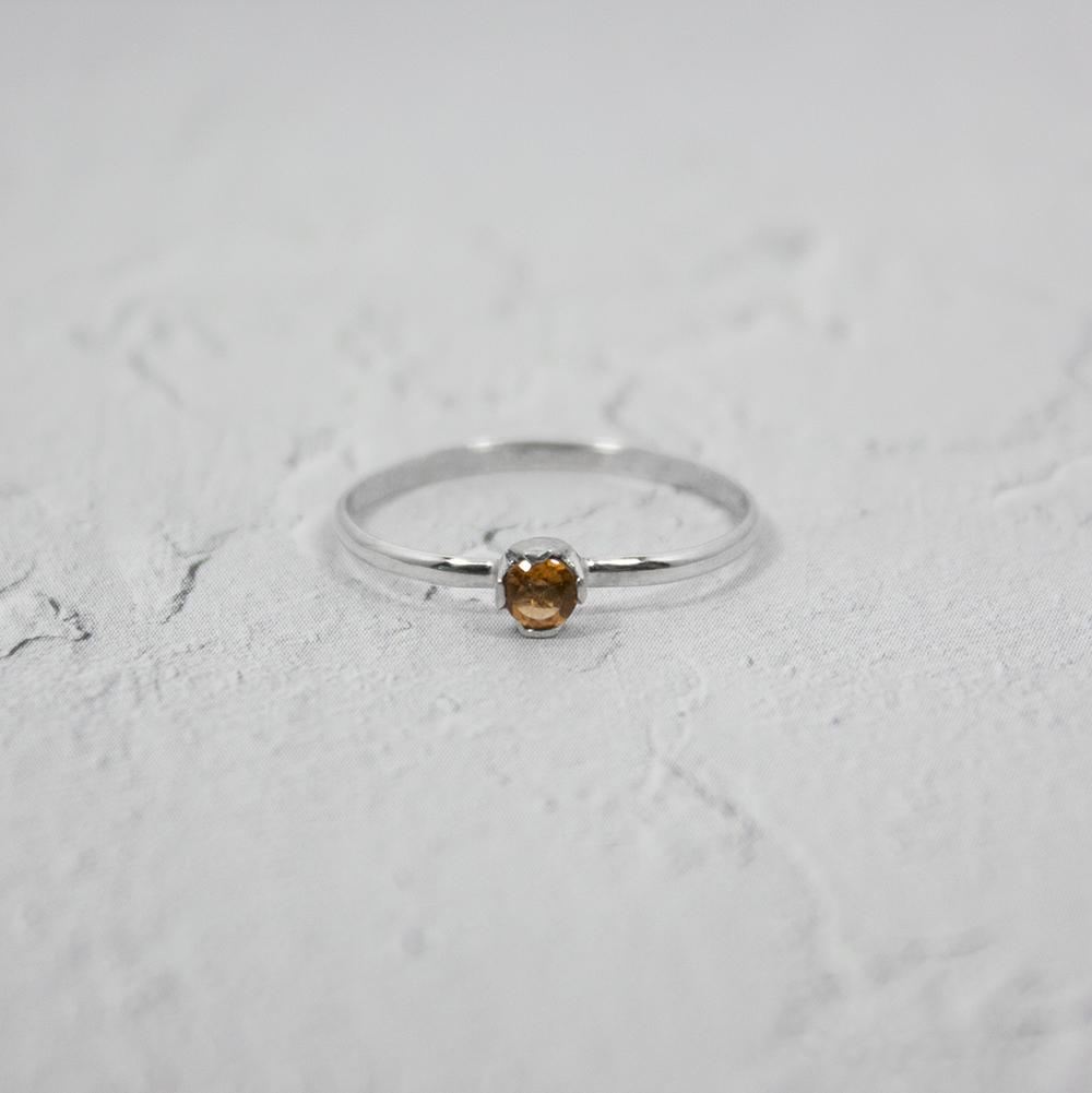 Petite Citrine Solitaire Sterling Silver Ring - Wear and Wander