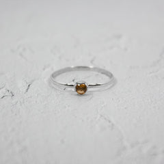 Petite Citrine Solitaire Sterling Silver Ring - Wear and Wander