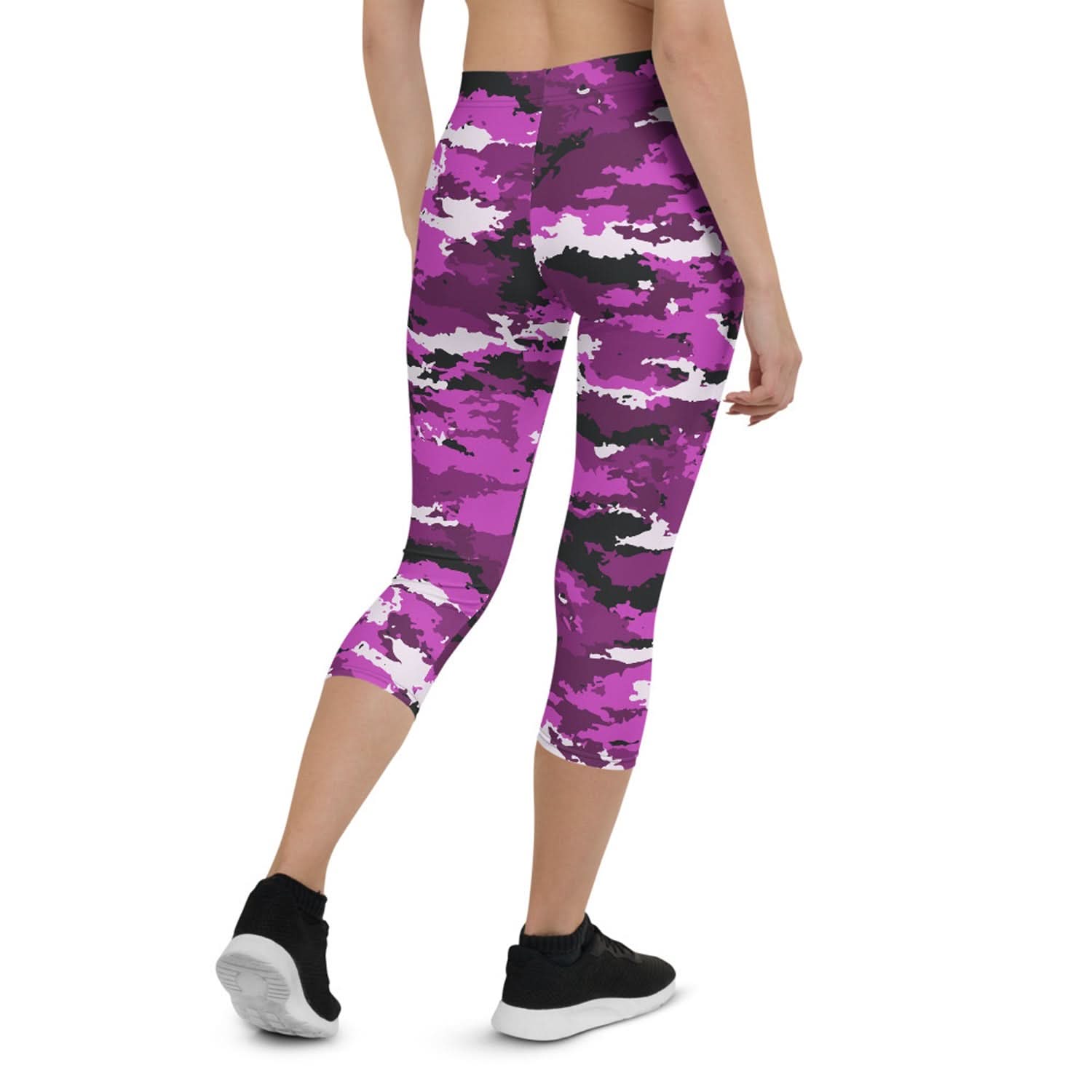 Pink and Purple Camo Capri Leggings - Wear and Wander