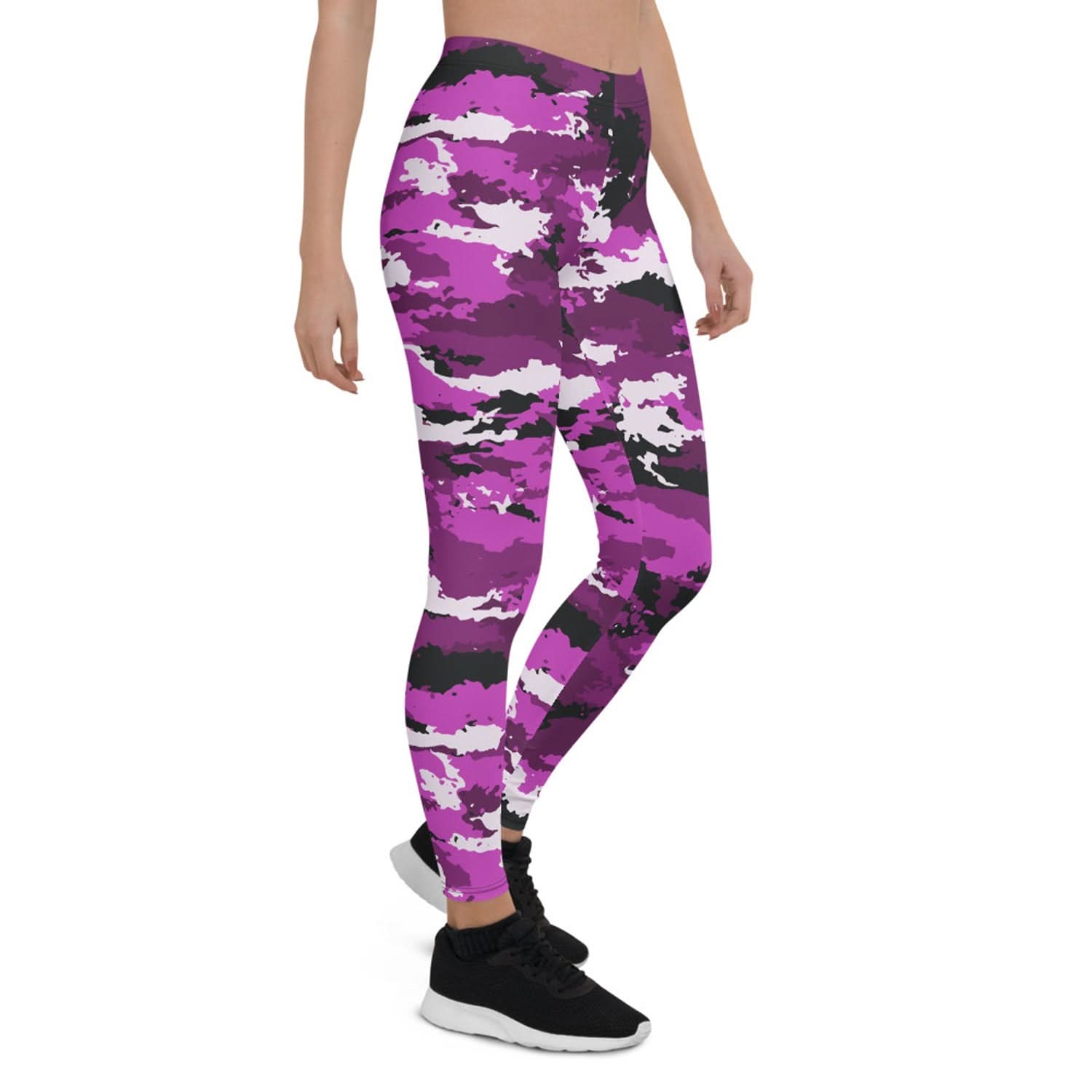 Pink and Purple Camo Leggings for Women - Wear and Wander