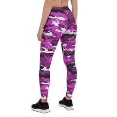 Pink and Purple Camo Leggings for Women - Wear and Wander