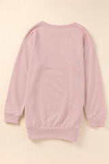 Pink Crew Neck Slit Buttons Sweatshirt - Wear and Wander