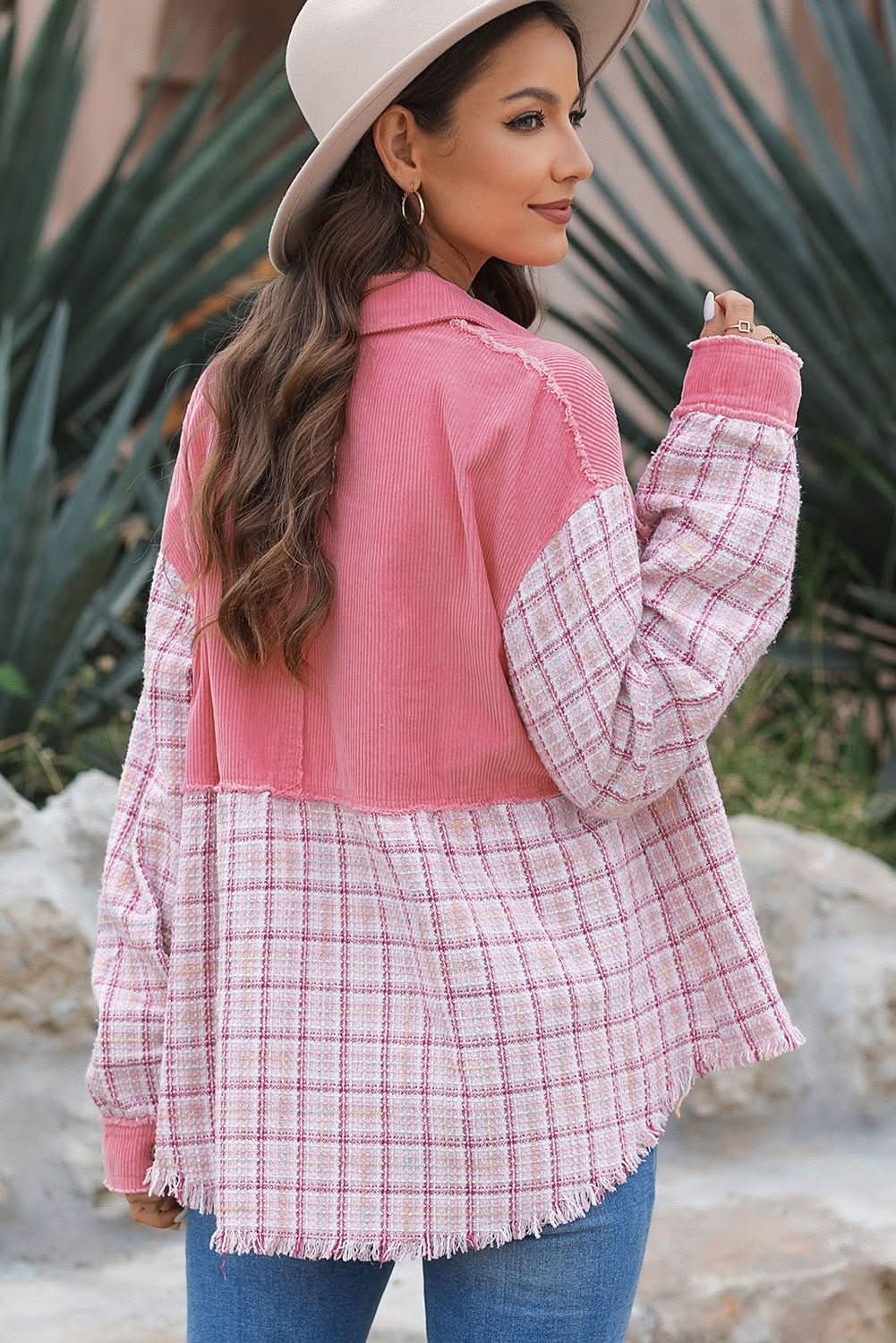 Plaid Button Up Long Sleeve Jacket - Wear and Wander