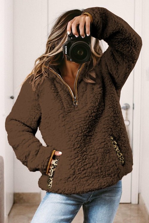 Pocketed Sherpa Pullover Sweatshirt - Wear and Wander