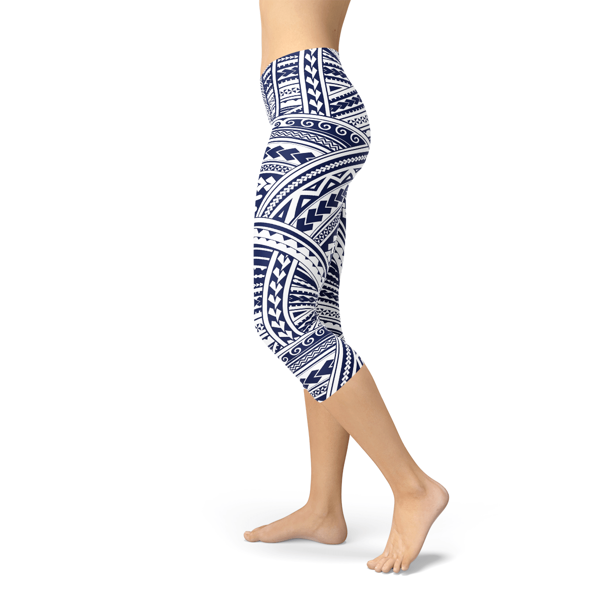 Polynesian Maori Tattoo Capri Leggings - Wear and Wander