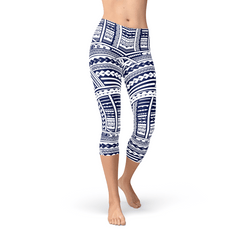 Polynesian Maori Tattoo Capri Leggings - Wear and Wander