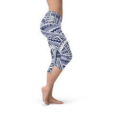 Polynesian Maori Tattoo Capri Leggings - Wear and Wander
