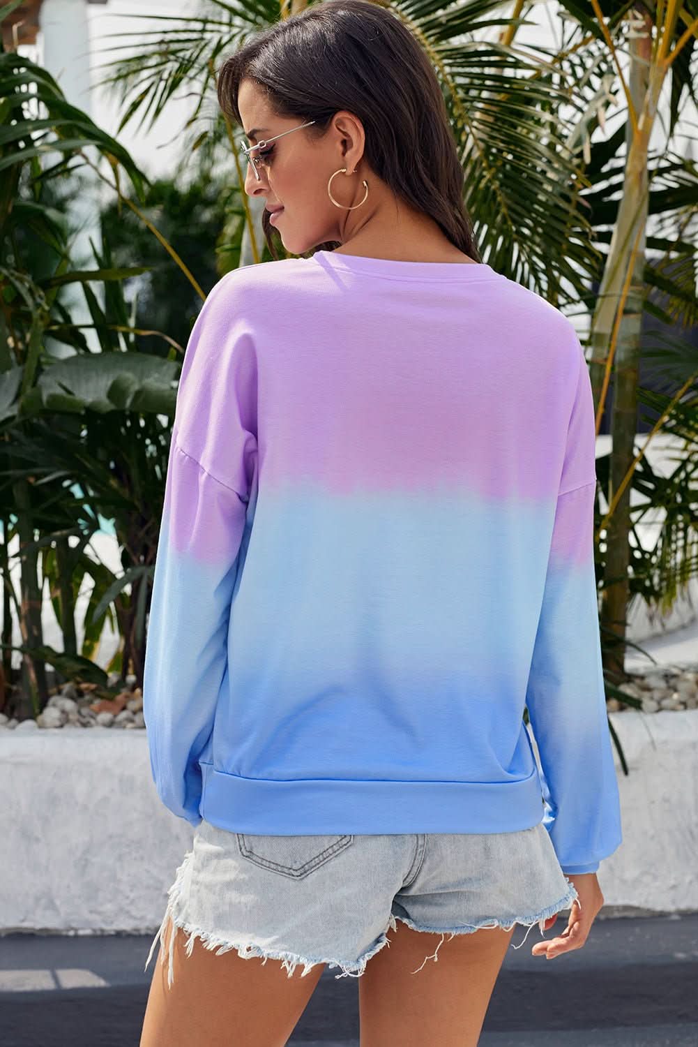 Purple Blue Color Block Tie Dye Pullover Sweatshirt - Wear and Wander