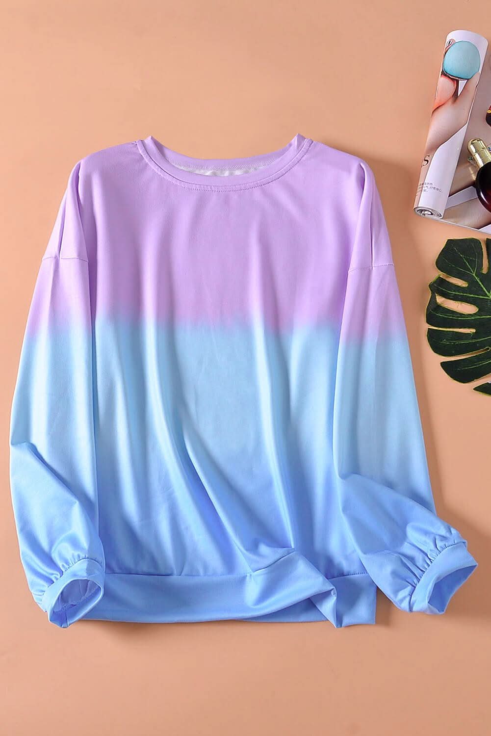 Purple Blue Color Block Tie Dye Pullover Sweatshirt - Wear and Wander
