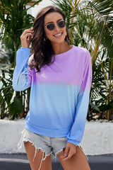 Purple Blue Color Block Tie Dye Pullover Sweatshirt - Wear and Wander