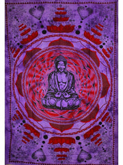 Purple Buddha In Dharma Chakra Mudra On A Lotus Flower Tapestry - Wear and Wander