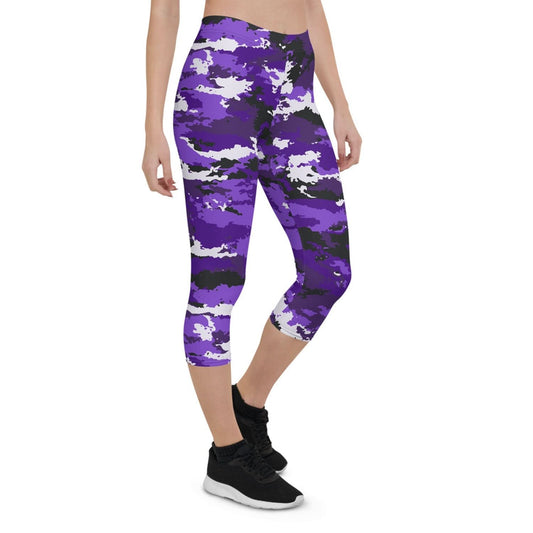 Purple Camo Capri Leggings - Wear and Wander