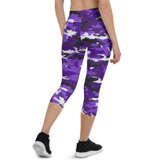 Purple Camo Capri Leggings - Wear and Wander