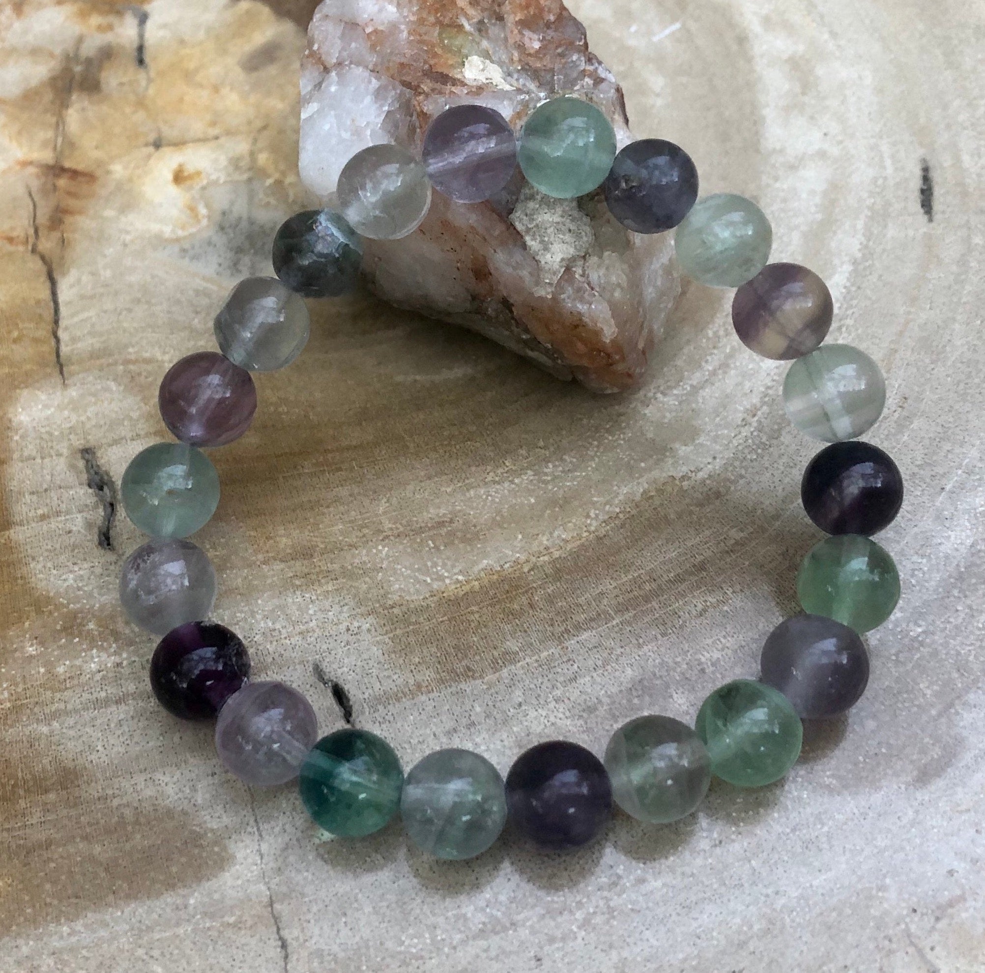 Rainbow Fluorite Stretch Bracelet! Natural & Handmade Jewelry! - Wear and Wander