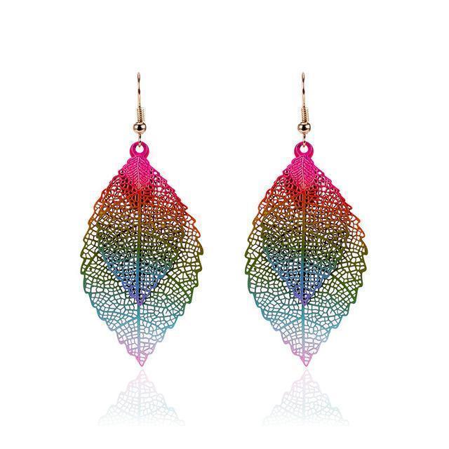 Rainbow Leaf Earrings - Wear and Wander