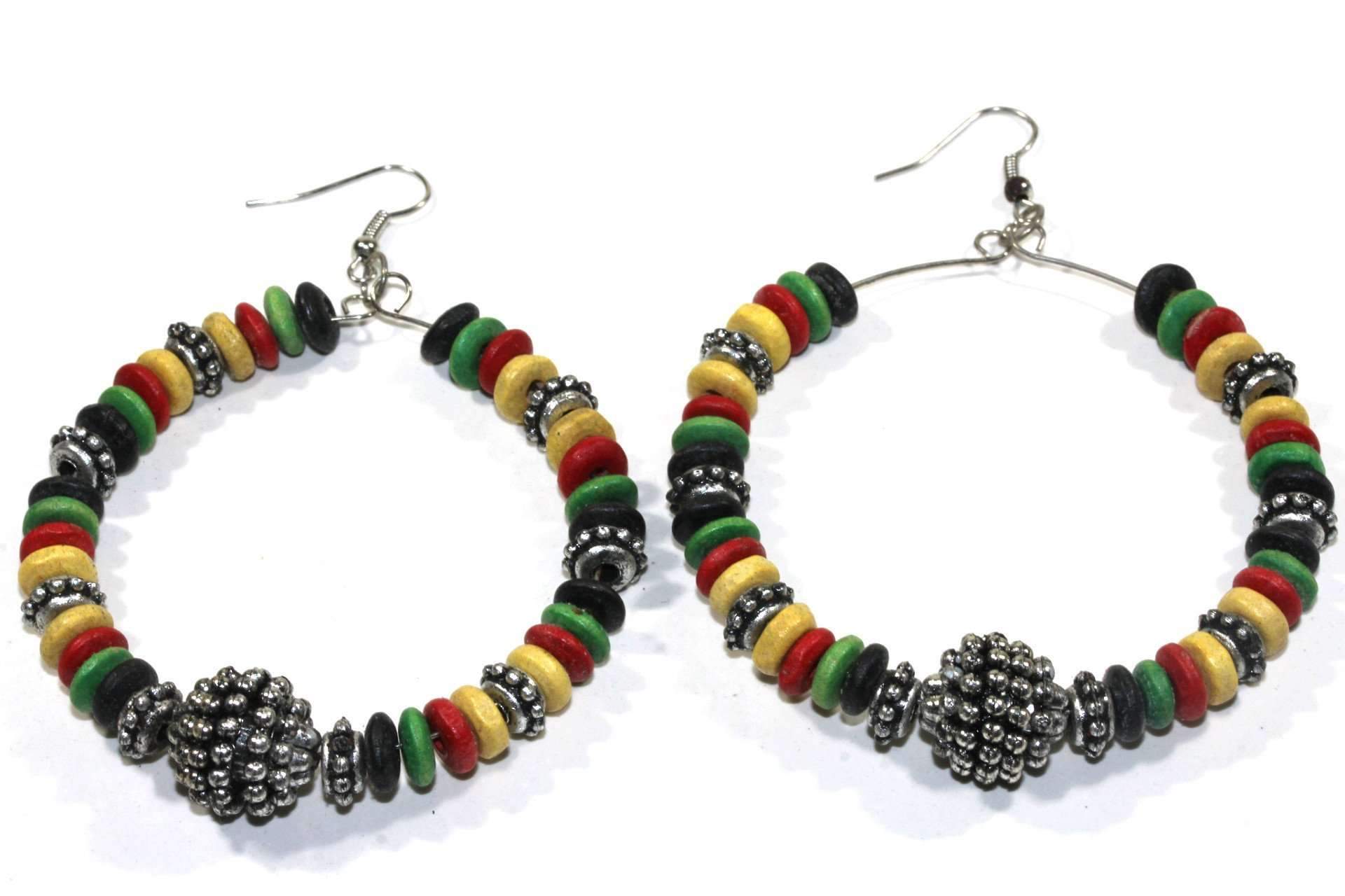 Rasta Style Hoop Earrings - Wear and Wander