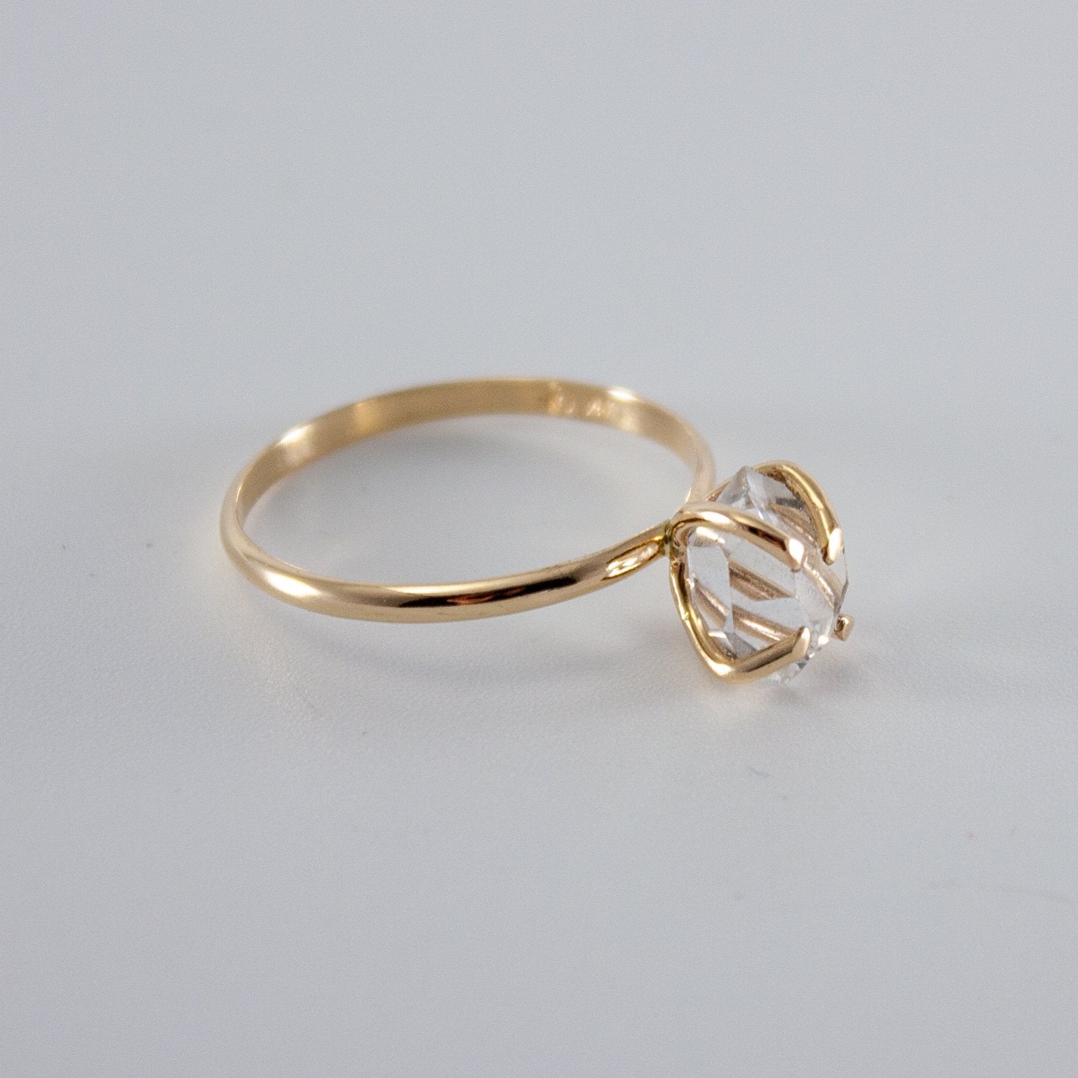 Raw Herkimer Diamond 14k Gold Filled Prong Ring - Wear and Wander