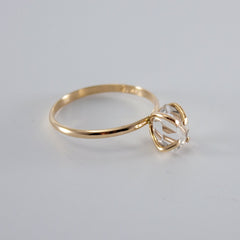 Raw Herkimer Diamond 14k Gold Filled Prong Ring - Wear and Wander