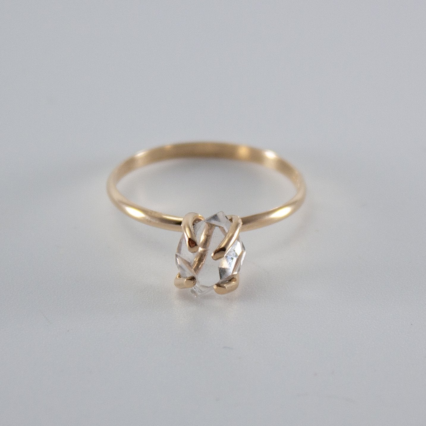 Raw Herkimer Diamond 14k Gold Filled Prong Ring - Wear and Wander