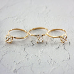 Raw Herkimer Diamond 14k Gold Filled Prong Ring - Wear and Wander