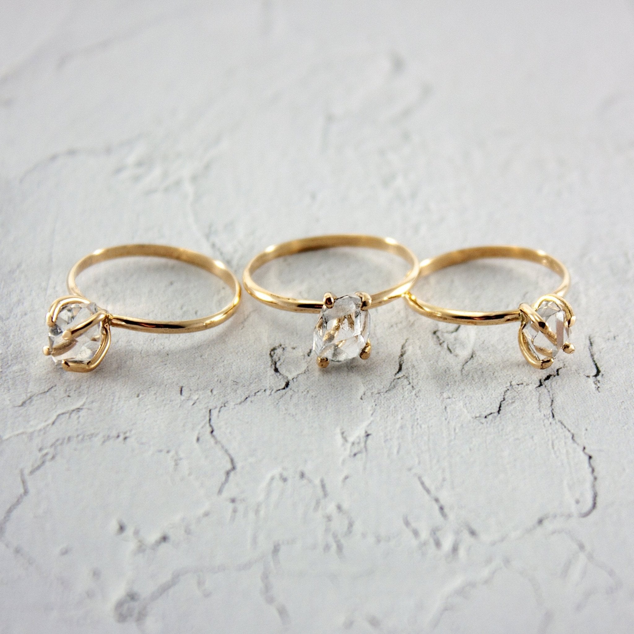 Raw Herkimer Diamond 14k Gold Filled Prong Ring - Wear and Wander