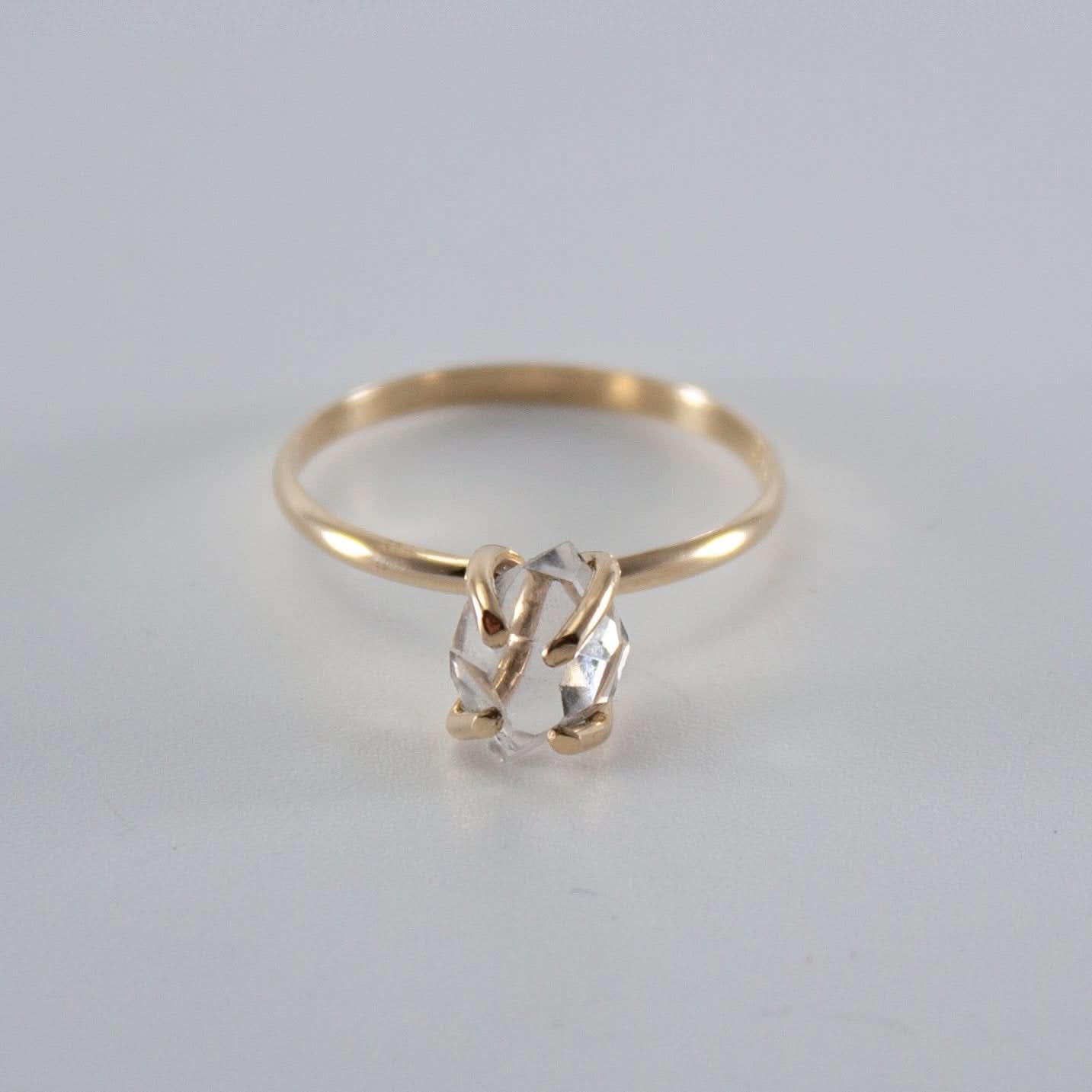 Raw Herkimer Diamond 14k Gold Filled Prong Ring - Wear and Wander