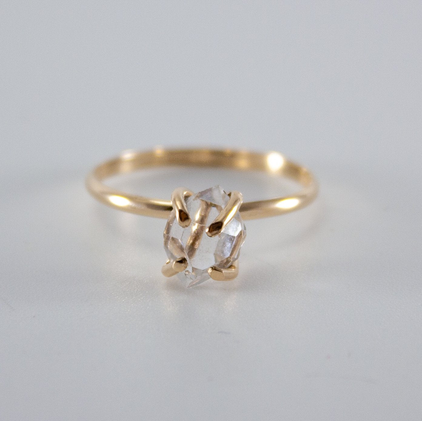 Raw Herkimer Diamond 14k Gold Filled Prong Ring - Wear and Wander