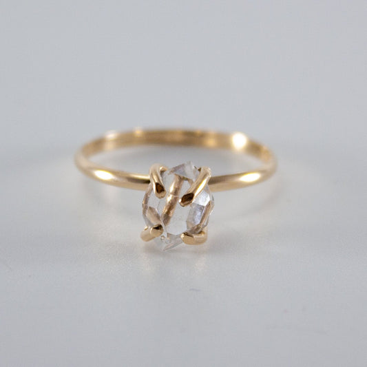 Raw Herkimer Diamond 14k Gold Filled Prong Ring - Wear and Wander