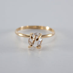 Raw Herkimer Diamond 14k Gold Filled Prong Ring - Wear and Wander