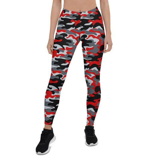 Red and Gray Camo Leggings for Women - Wear and Wander